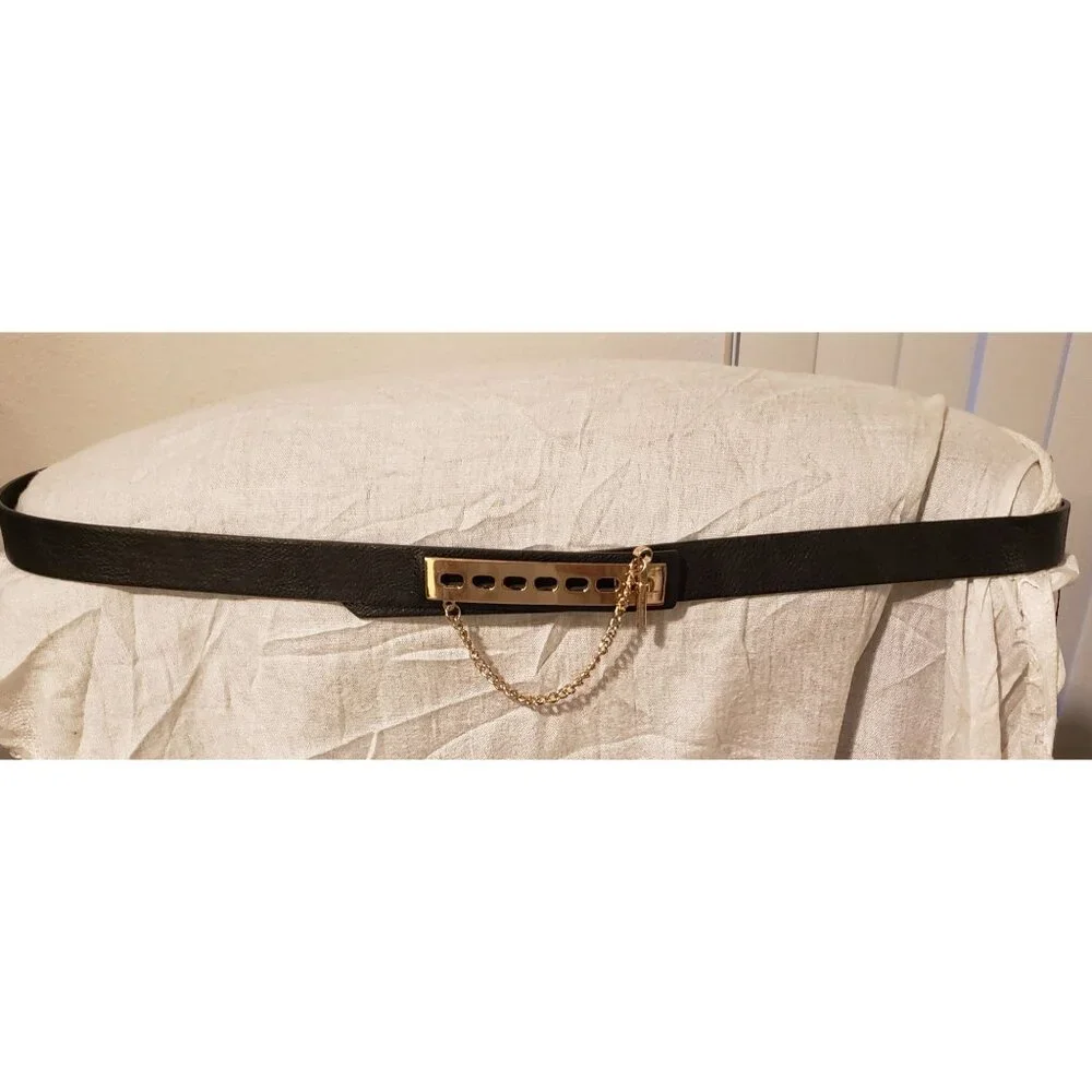 Asos Curve Classic Black Belt with Unique Bar/Loop Closure Sz 20/22 EUC